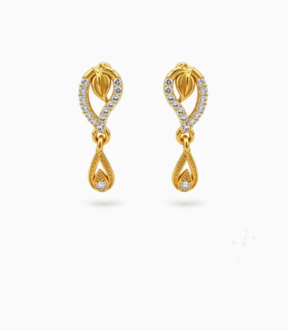 Gold Plated Lustrous AD Drop Earrings