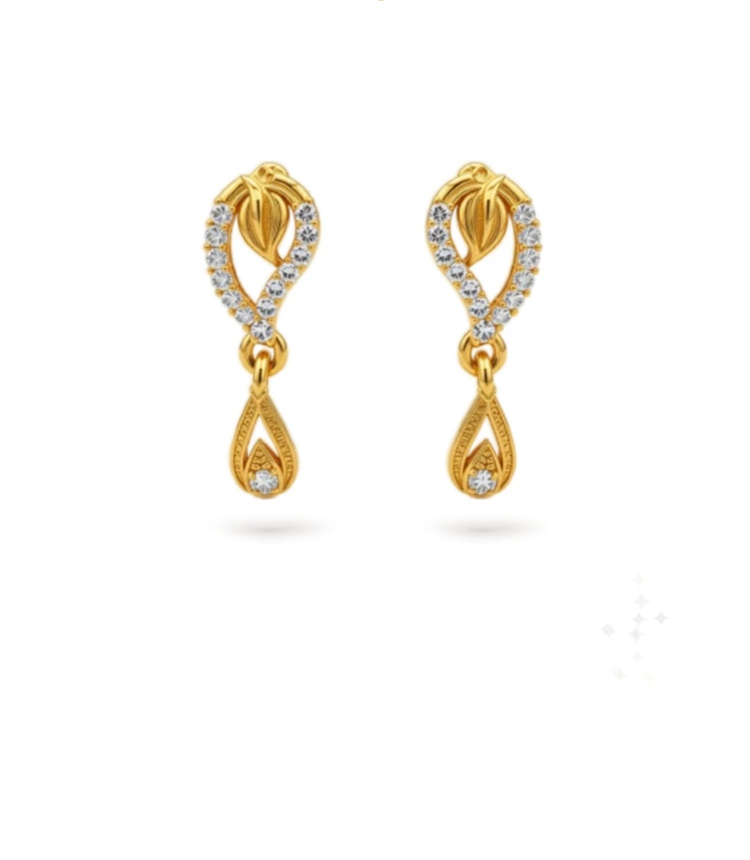 Gold Plated Lustrous AD Drop Earrings