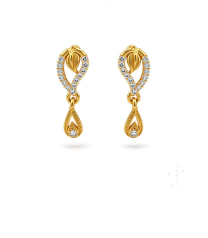 Gold Plated Lustrous AD Drop Earrings