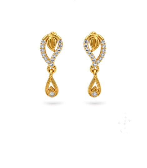 Gold Plated Lustrous AD Drop Earrings