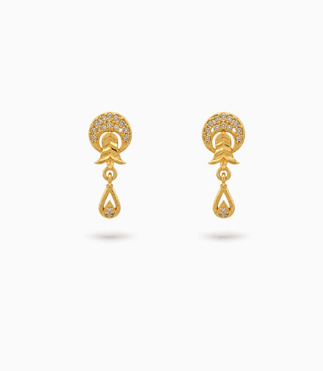 Gold Plated Glitter AD Drop Earrings