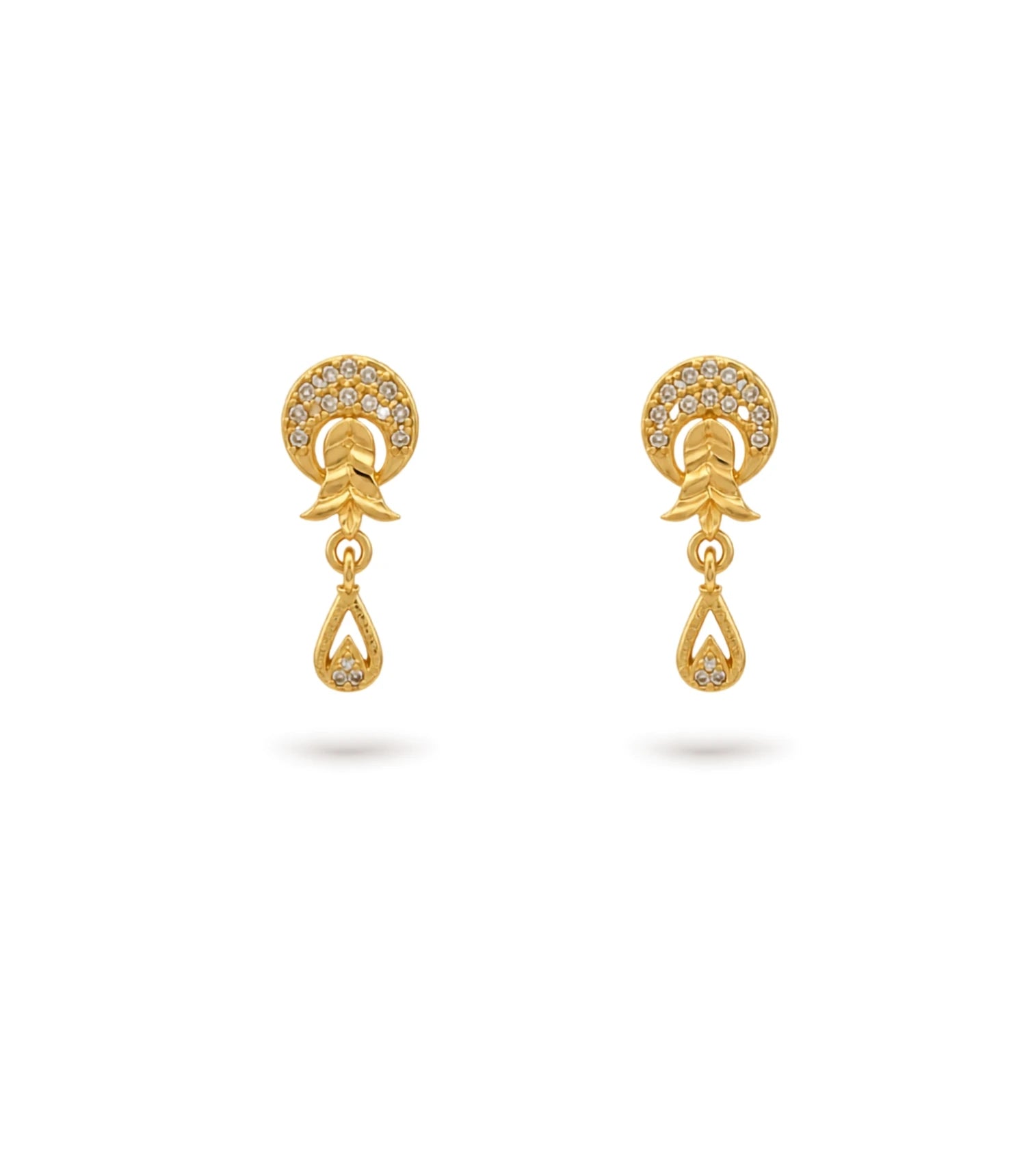 Gold Plated Glitter AD Drop Earrings