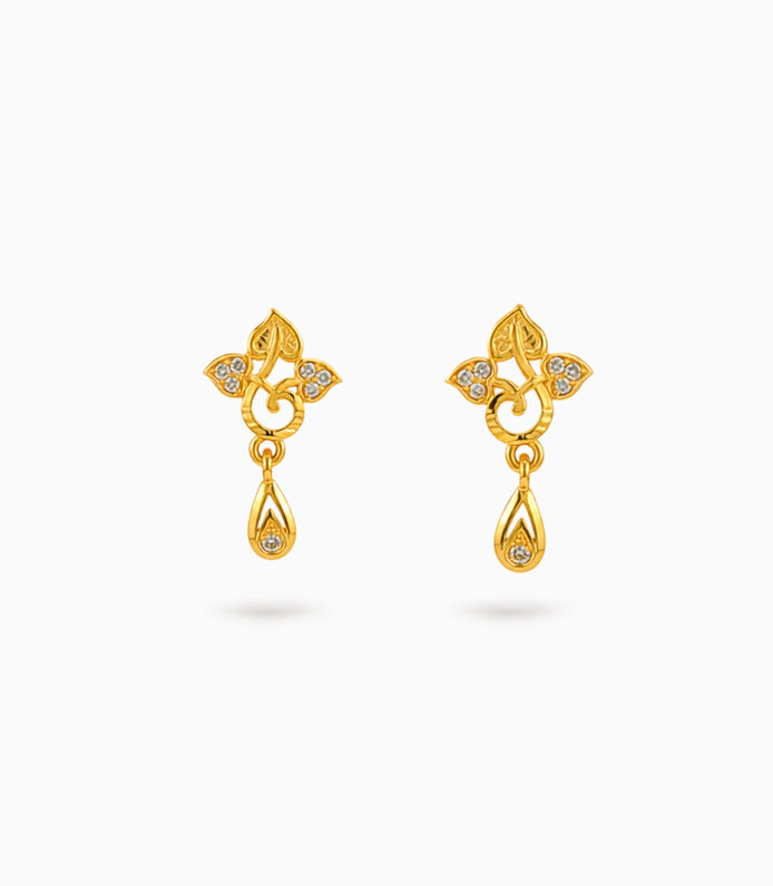 Gold Plated Glimmer AD Drop Earrings