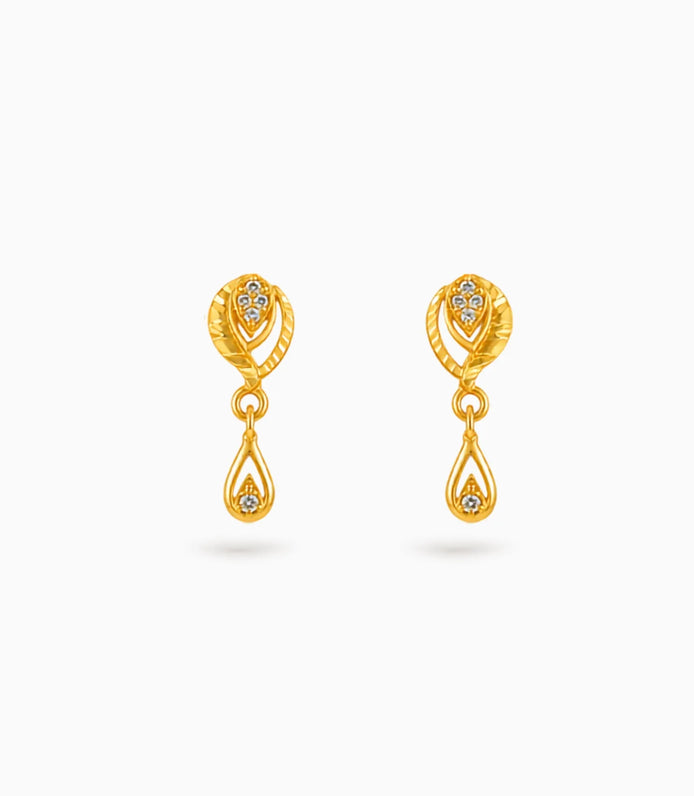 Gold Plated AD Studded Drop Earrings