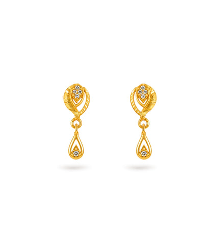 Gold Plated AD Studded Drop Earrings