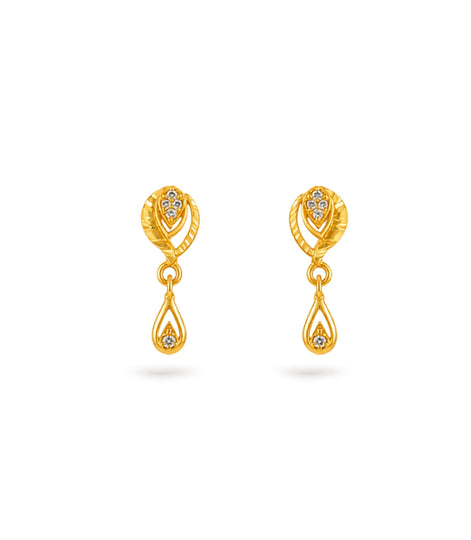 Gold Plated AD Studded Drop Earrings