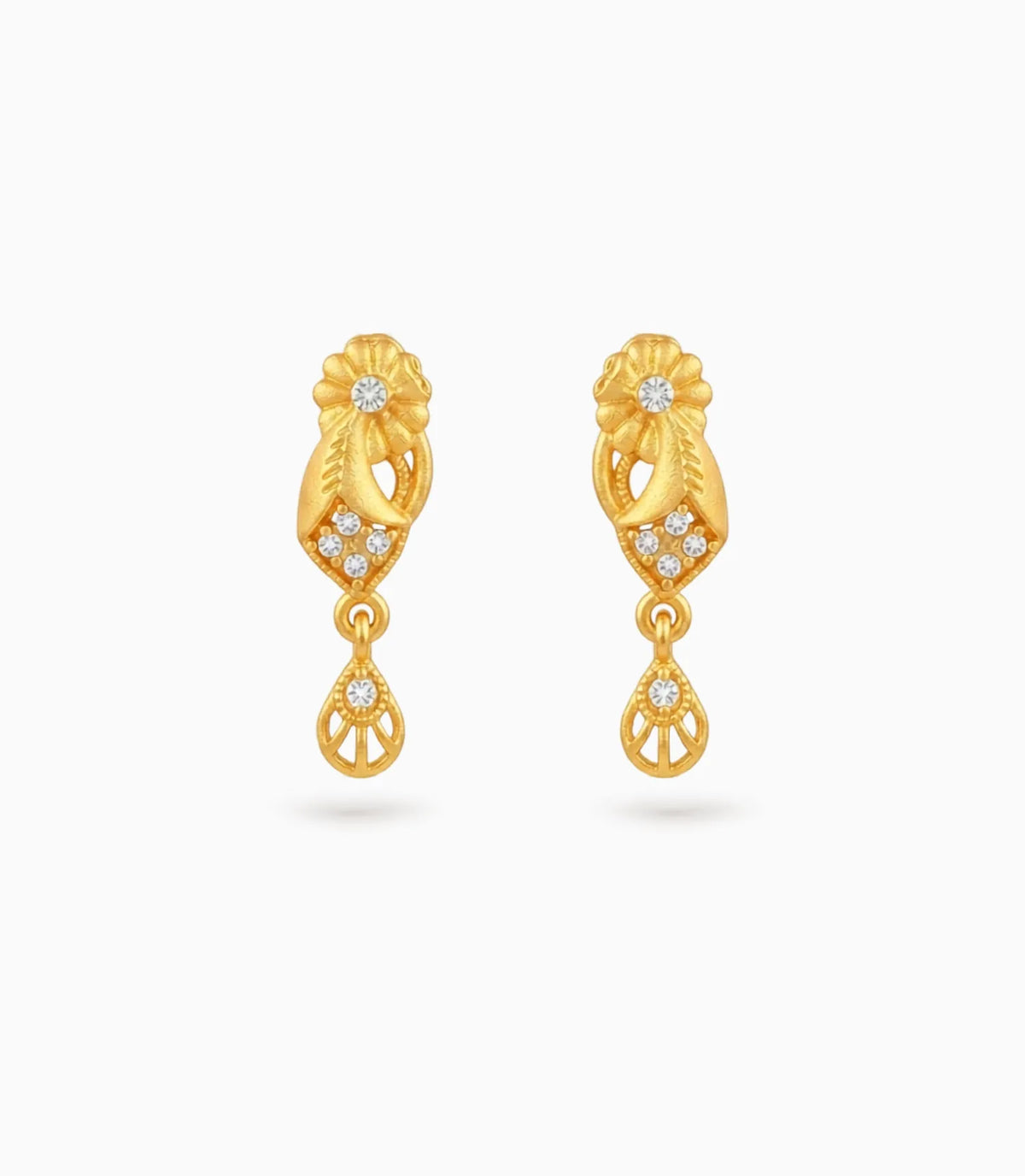 Gold Plated AD Stone Drop Earrings