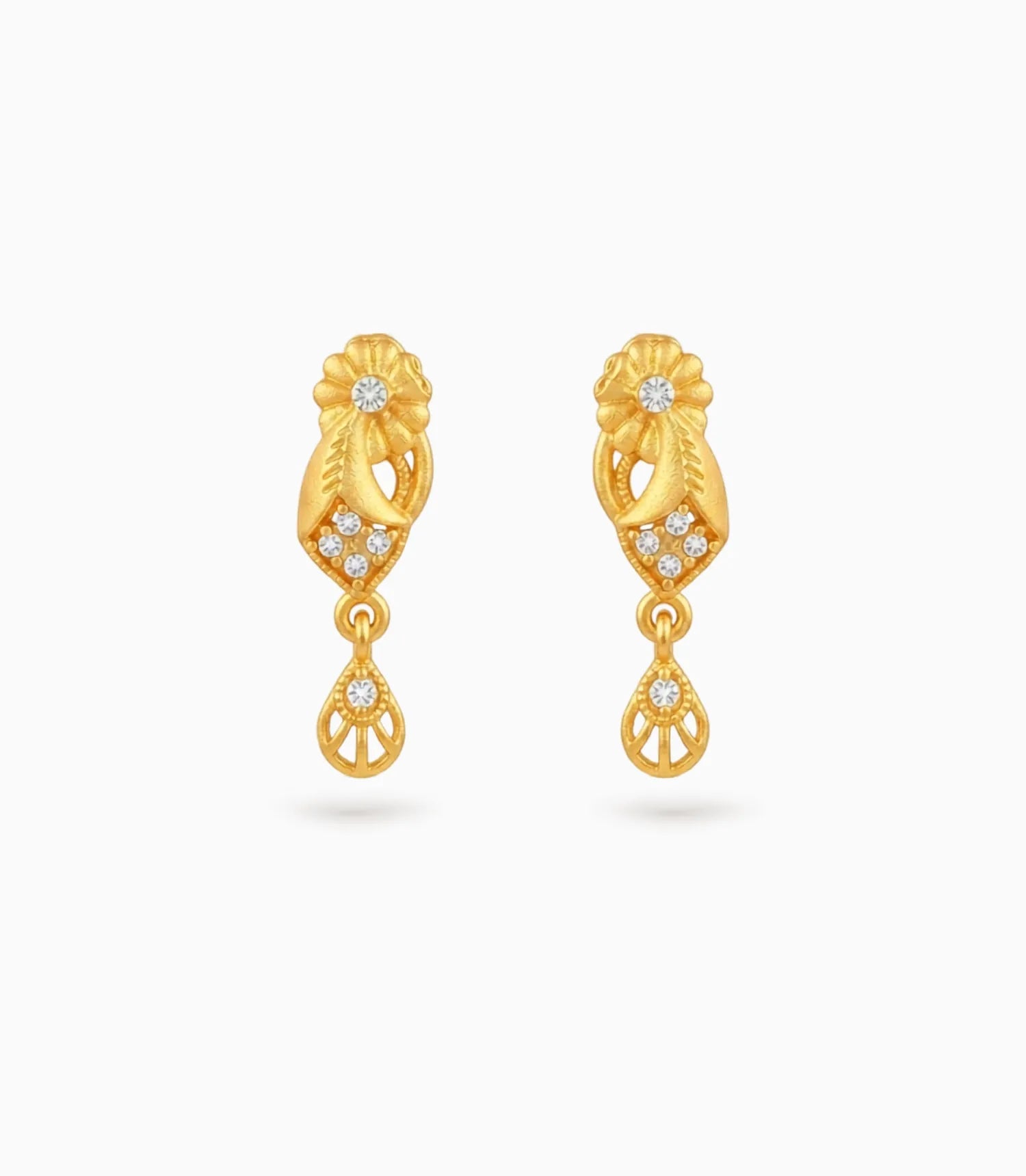 Gold Plated AD Stone Drop Earrings