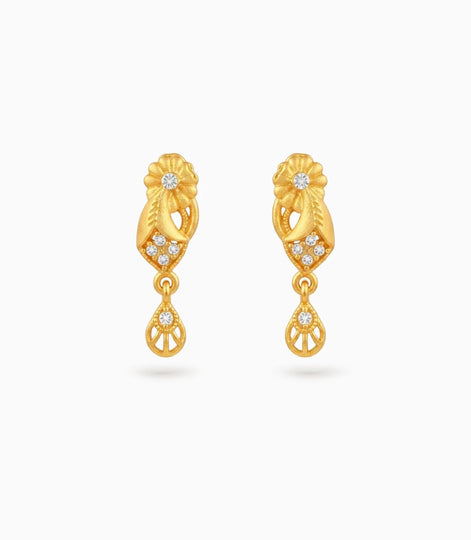 Gold Plated AD Stone Drop Earrings