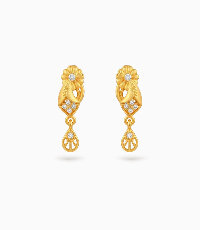 Gold Plated AD Stone Drop Earrings
