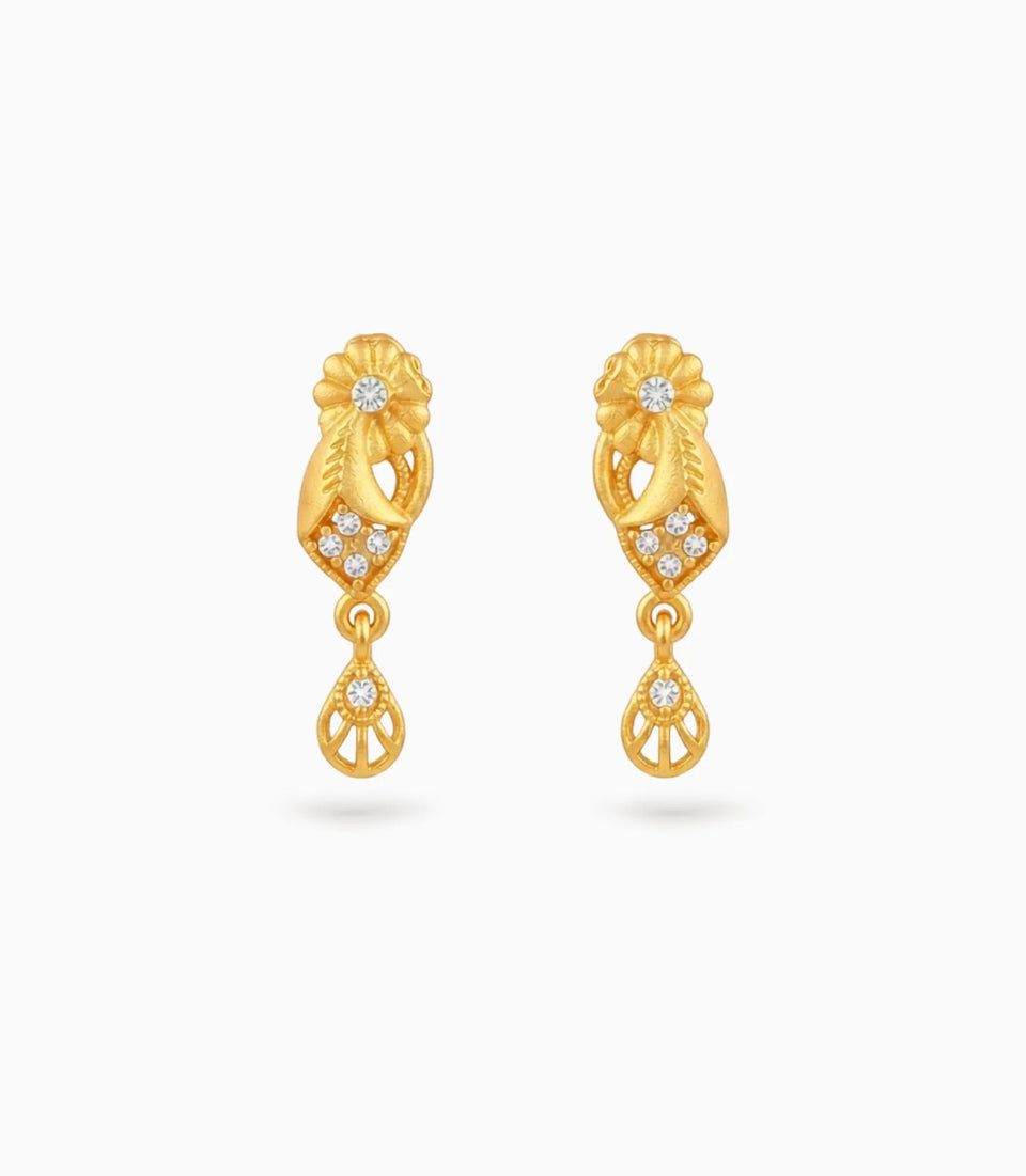 Gold Plated AD Stone Drop Earrings