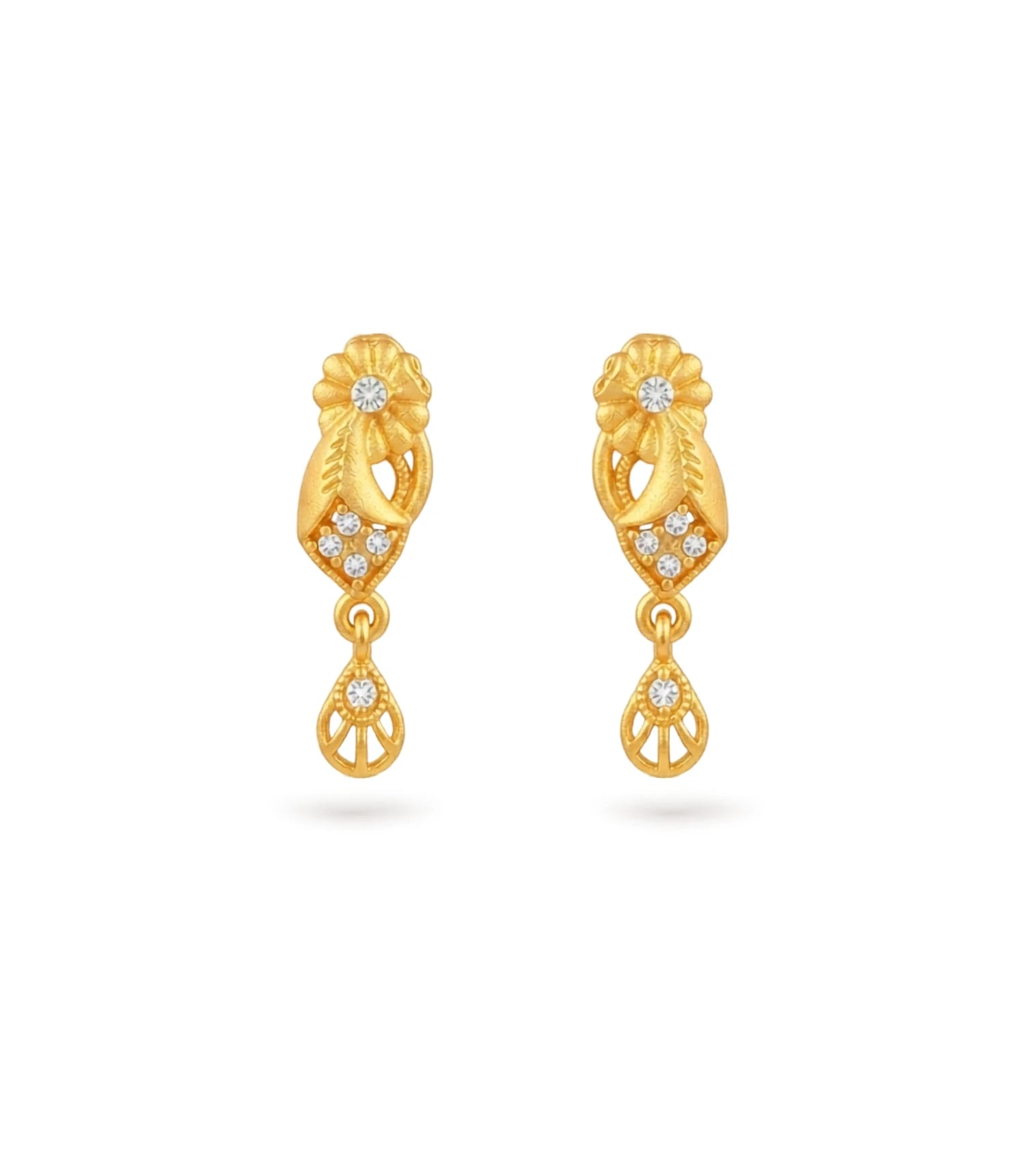 Gold Plated AD Stone Drop Earrings
