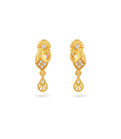 Gold Plated AD Stone Drop Earrings