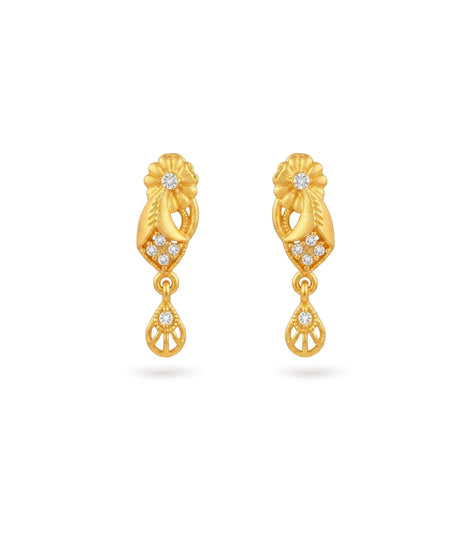 Gold Plated AD Stone Drop Earrings