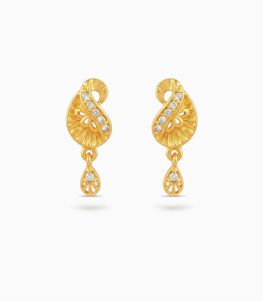 Gold Plated AD Crystal Drop Earrings