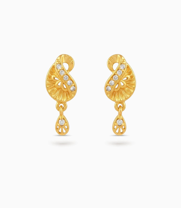 Gold Plated AD Crystal Drop Earrings