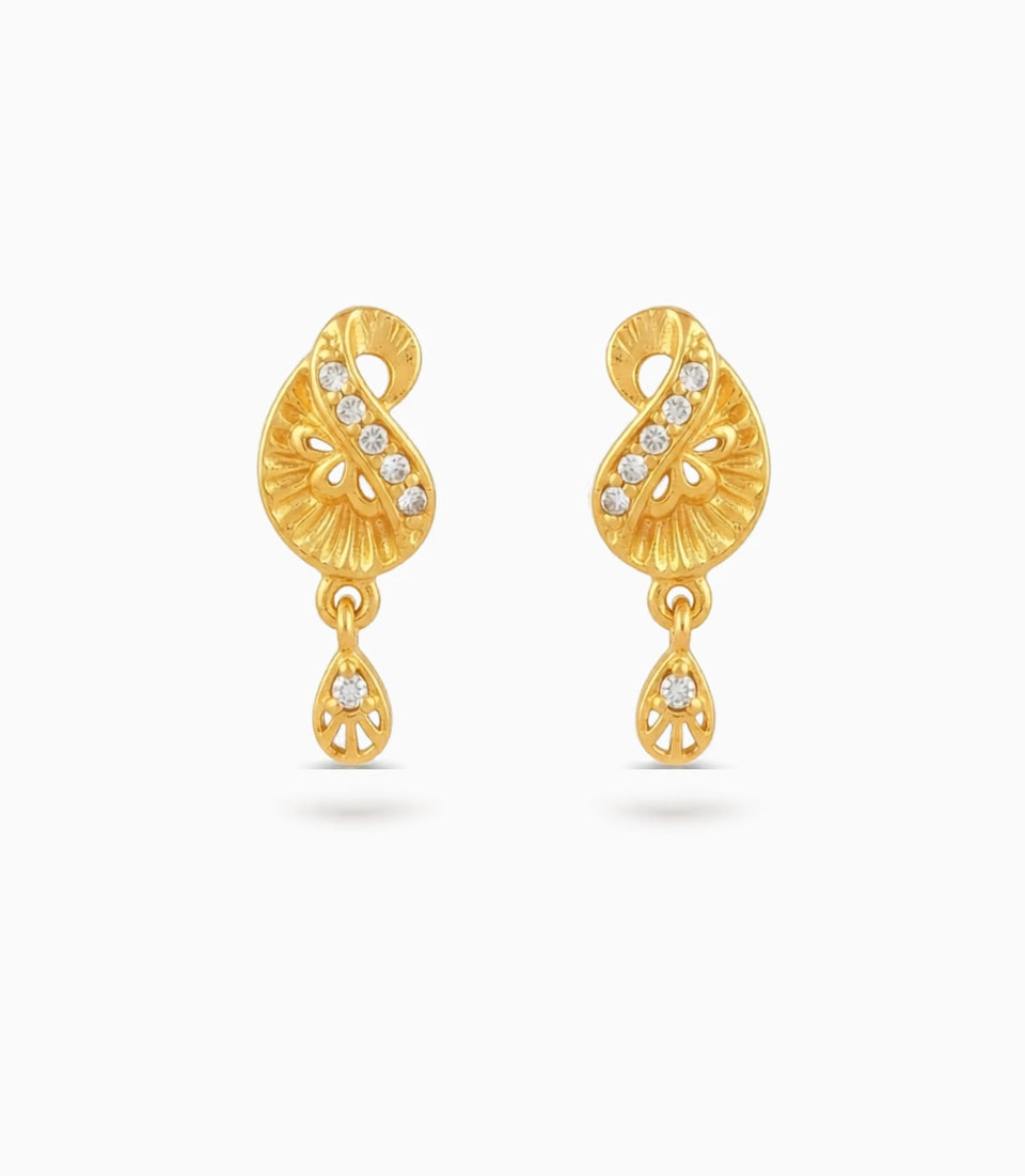 Gold Plated AD Crystal Drop Earrings