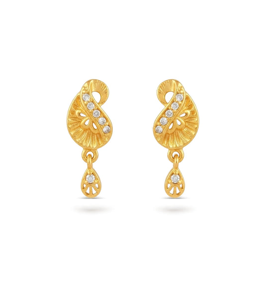 Gold Plated AD Crystal Drop Earrings