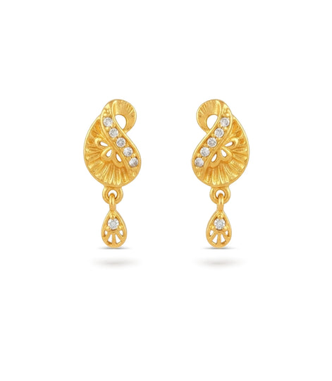 Gold Plated AD Crystal Drop Earrings