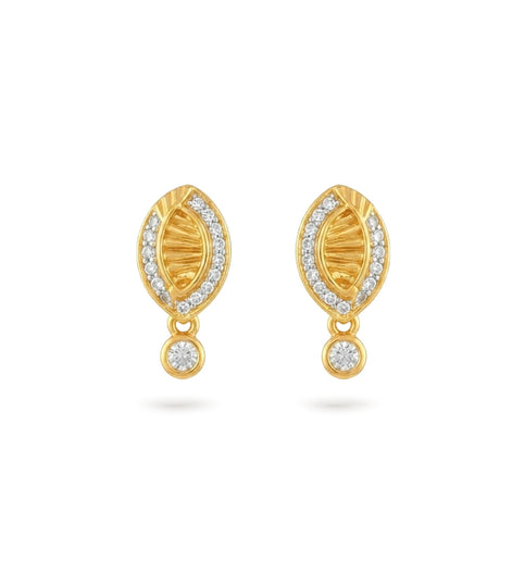 Gold Plated AD Embellished Drop Earrings