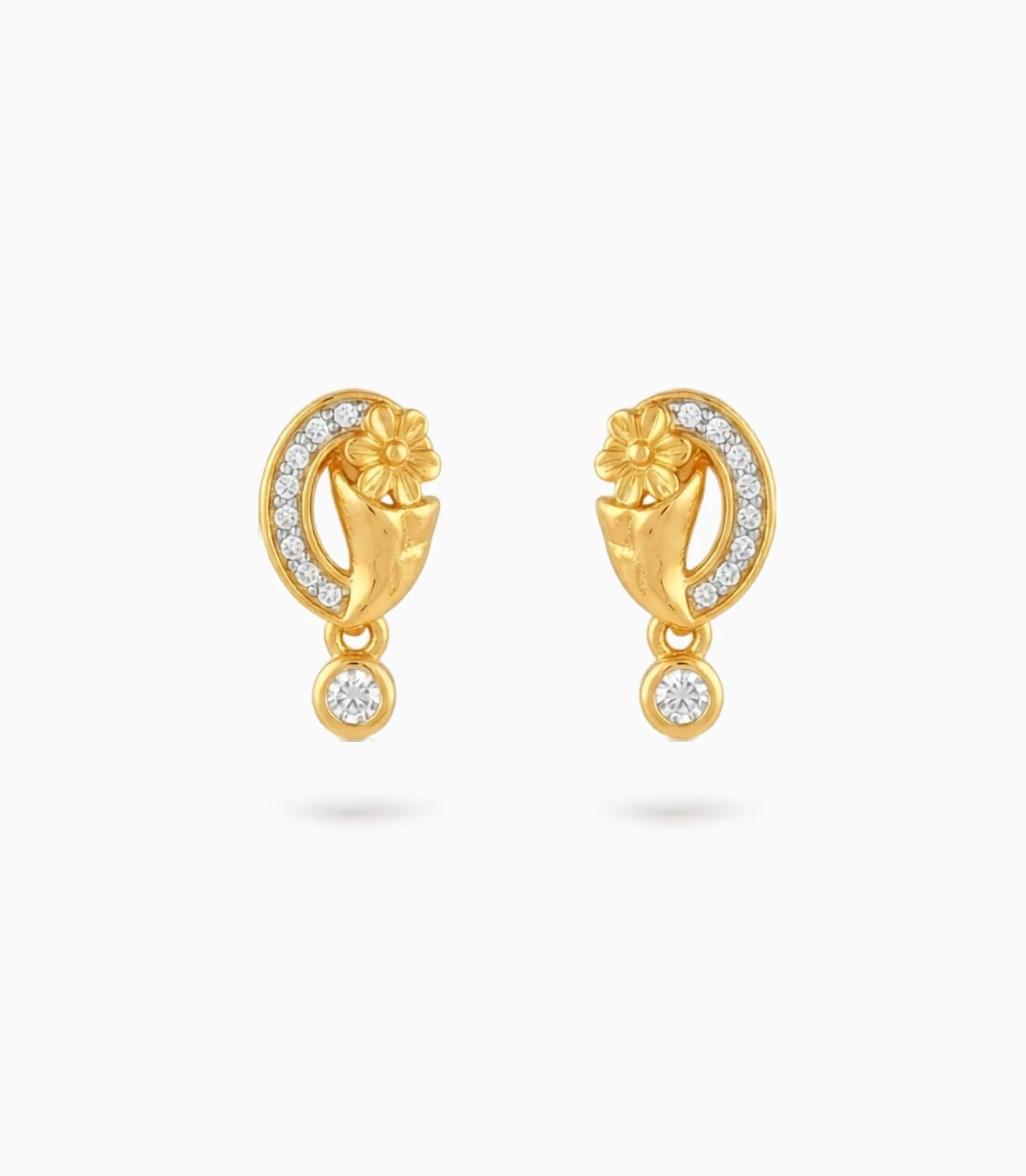 Gold Plated AD Accented Drop Earrings