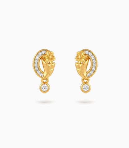Gold Plated AD Accented Drop Earrings