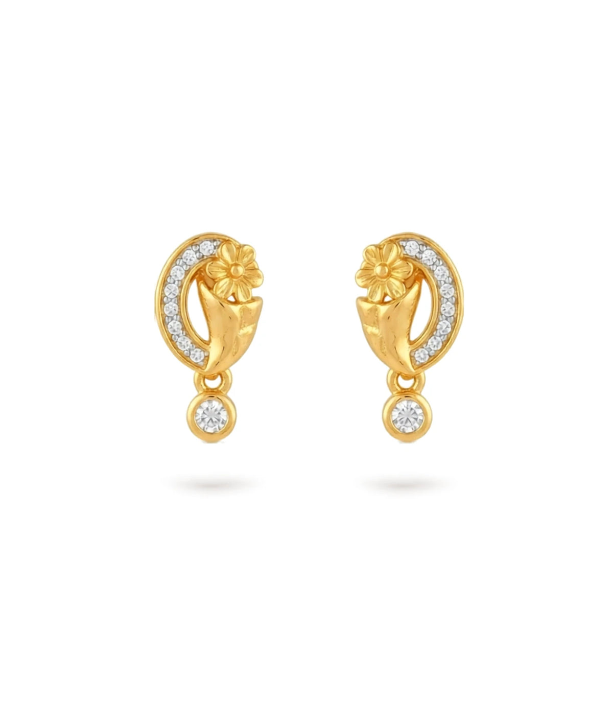 Gold Plated AD Accented Drop Earrings