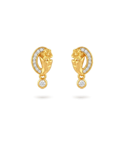 Gold Plated AD Accented Drop Earrings