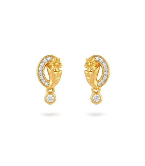 Gold Plated AD Accented Drop Earrings