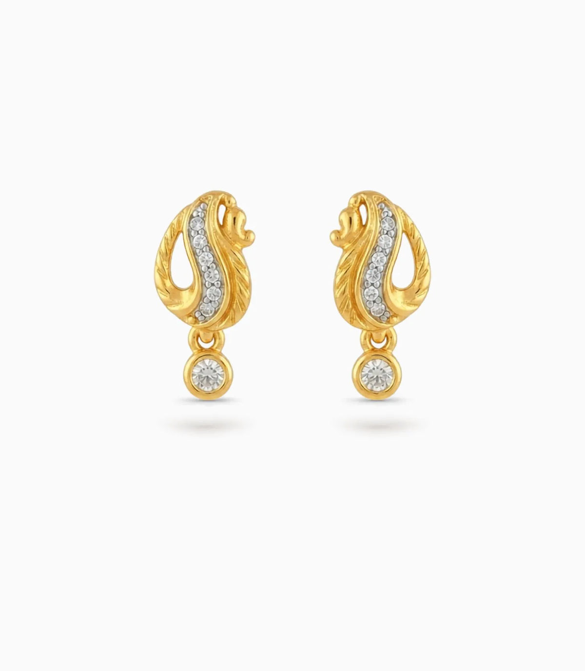 Gold Plated AD Decorated Drop Earrings
