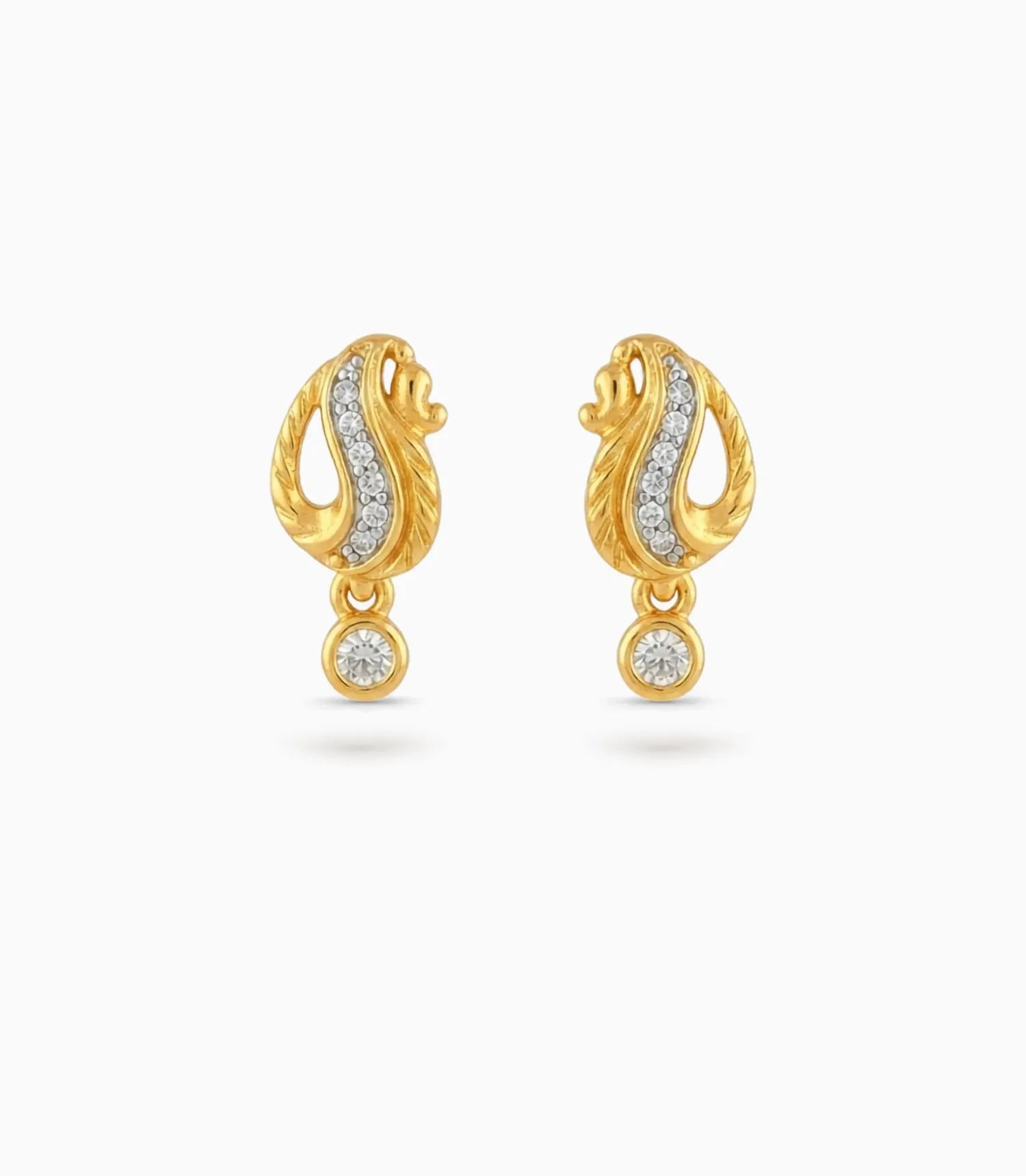 Gold Plated AD Decorated Drop Earrings