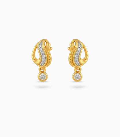 Gold Plated AD Decorated Drop Earrings