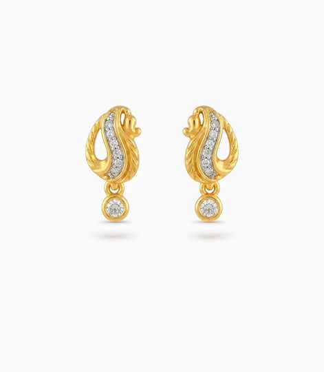 Gold Plated AD Decorated Drop Earrings