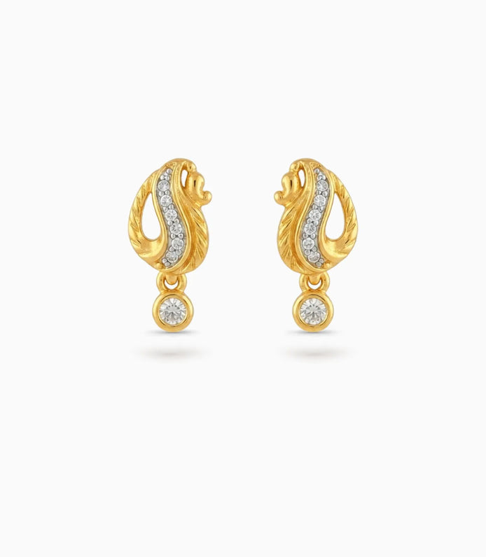 Gold Plated AD Decorated Drop Earrings