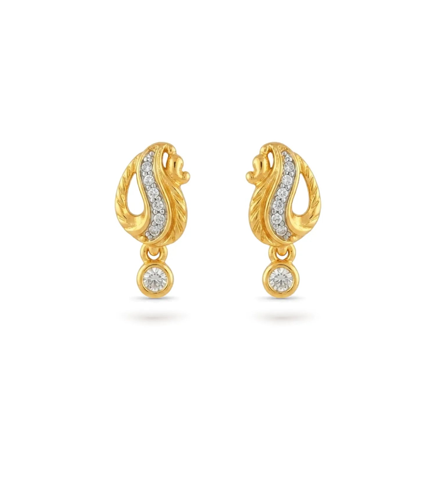 Gold Plated AD Decorated Drop Earrings