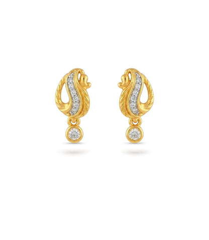 Gold Plated AD Decorated Drop Earrings