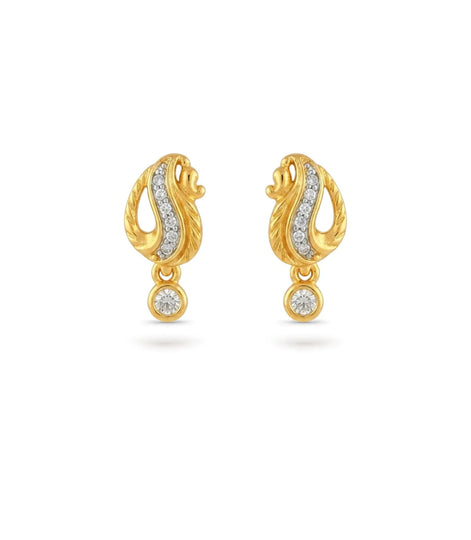 Gold Plated AD Decorated Drop Earrings