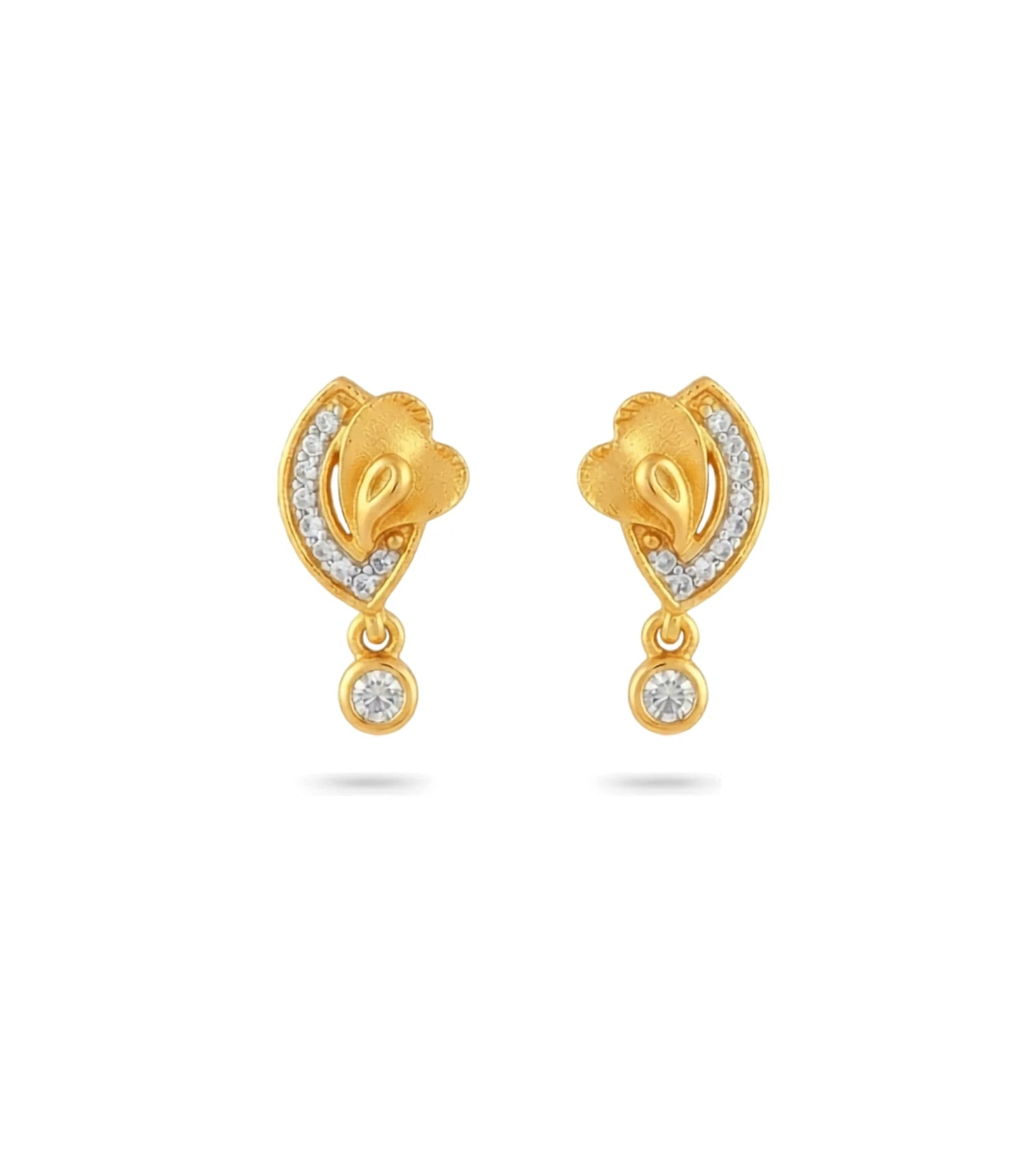 Gold Plated AD Encrusted Drop Earrings