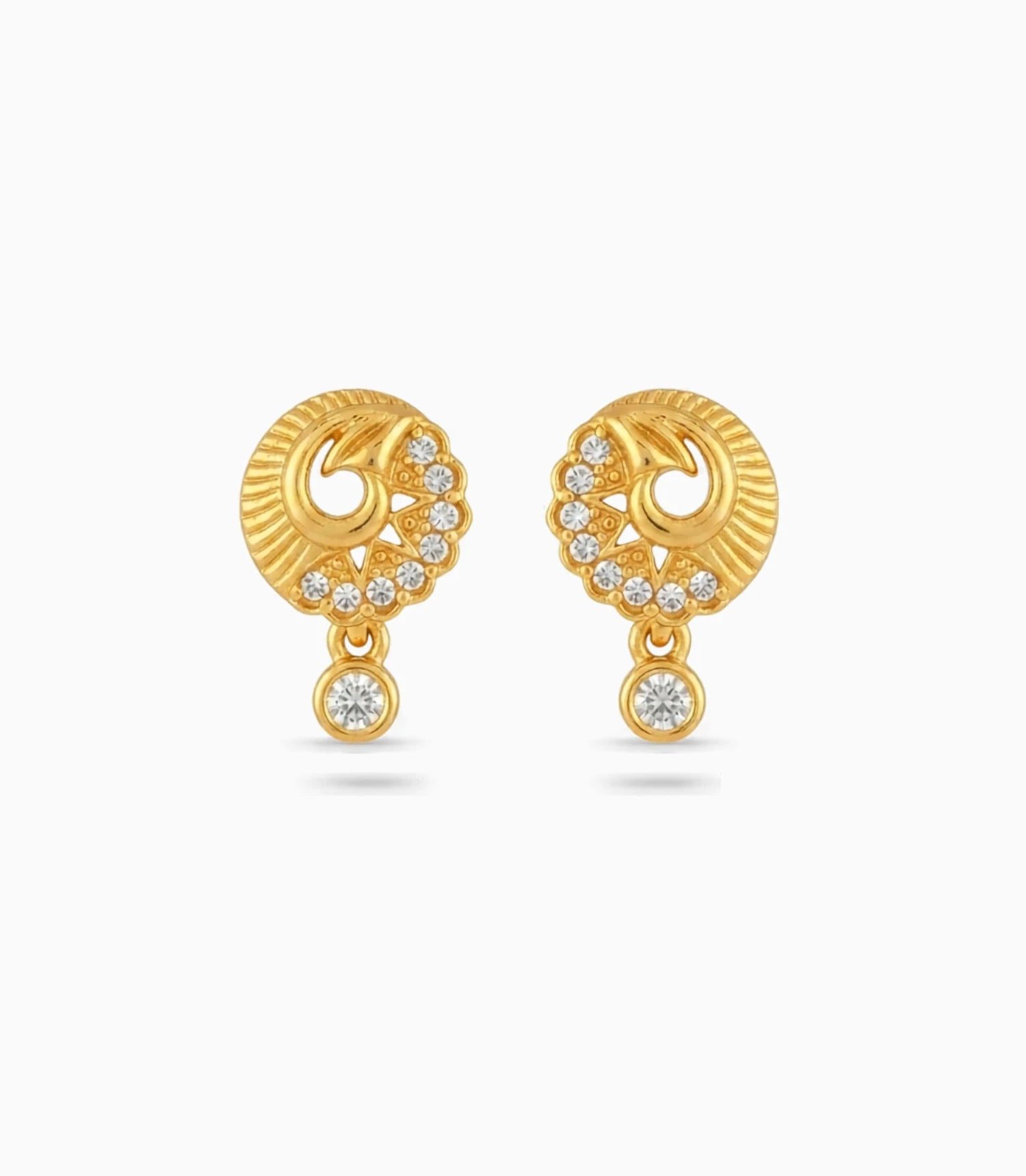 Gold Plated AD Detailed Drop Earrings