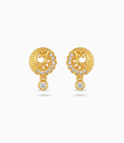 Gold Plated AD Detailed Drop Earrings
