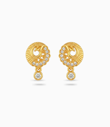 Gold Plated AD Detailed Drop Earrings