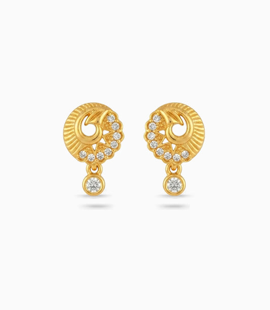 Gold Plated AD Detailed Drop Earrings