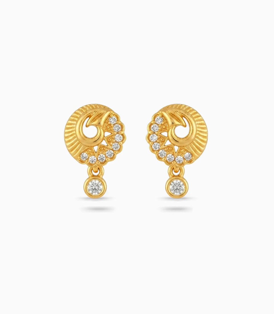 Gold Plated AD Detailed Drop Earrings