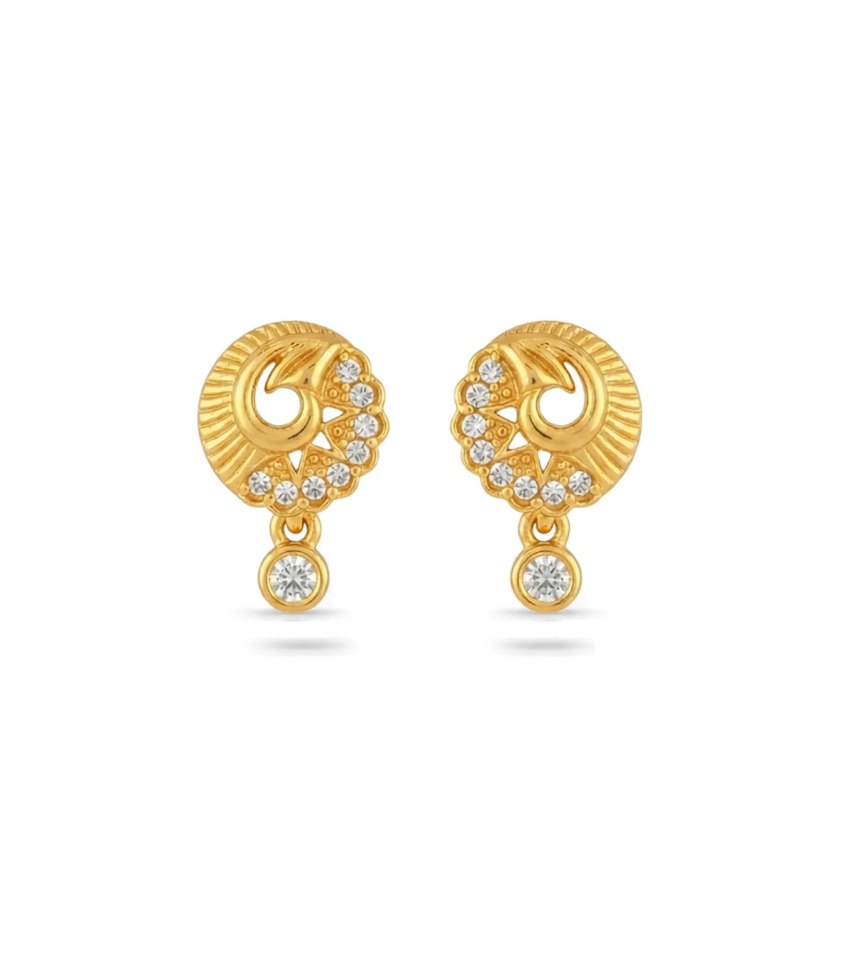 Gold Plated AD Detailed Drop Earrings