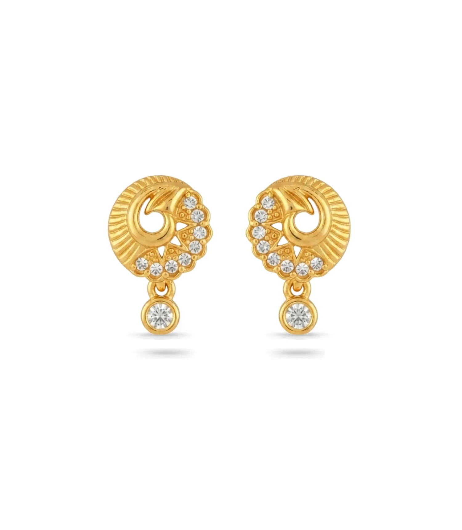 Gold Plated AD Detailed Drop Earrings