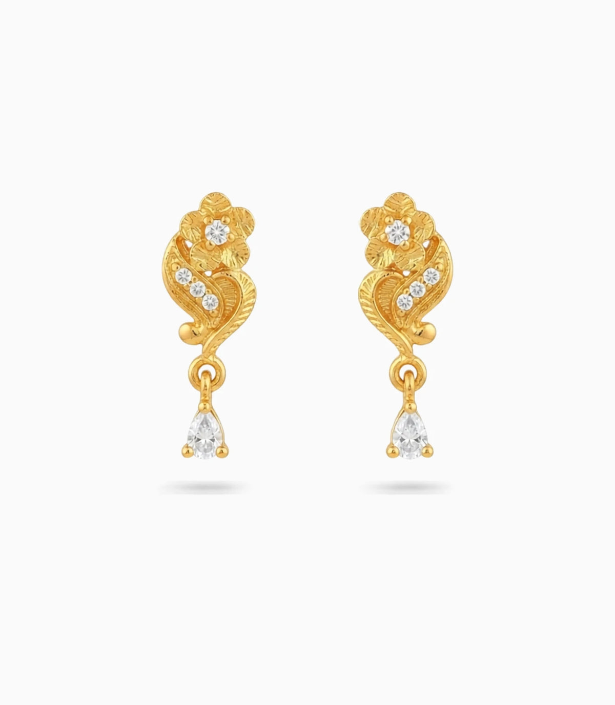 Gold Plated Sparkling AD Drop Earrings
