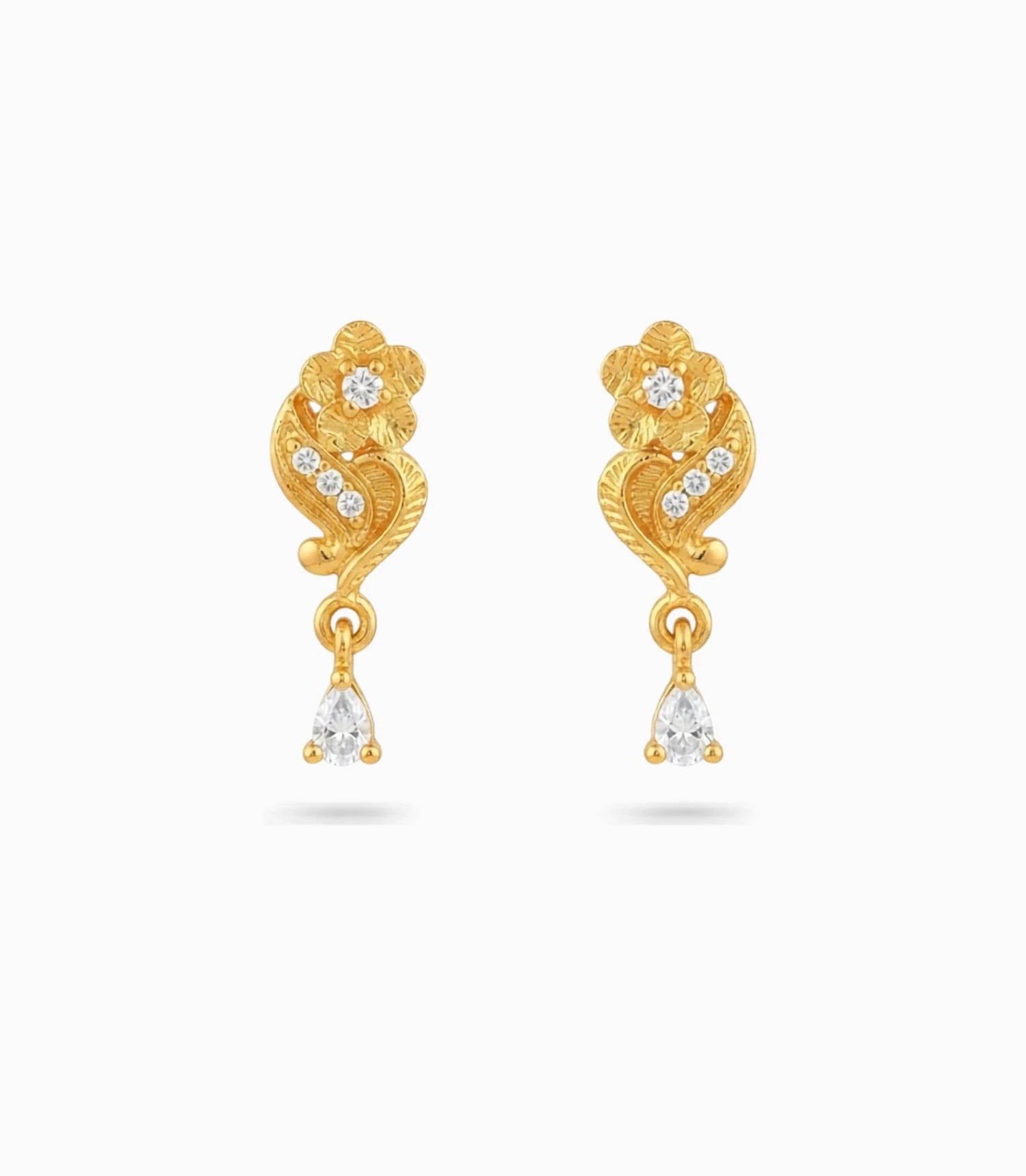 Gold Plated Sparkling AD Drop Earrings