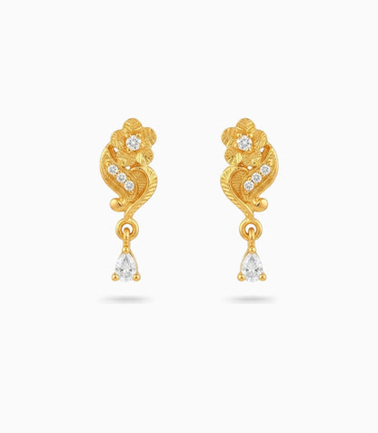 Gold Plated Sparkling AD Drop Earrings
