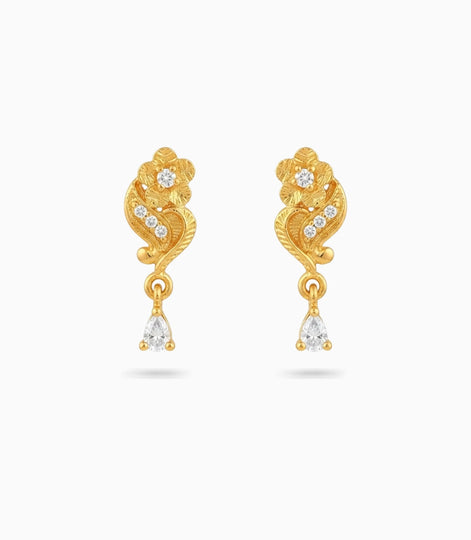 Gold Plated Sparkling AD Drop Earrings