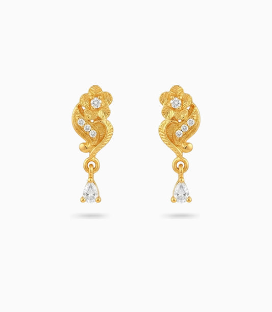 Gold Plated Sparkling AD Drop Earrings